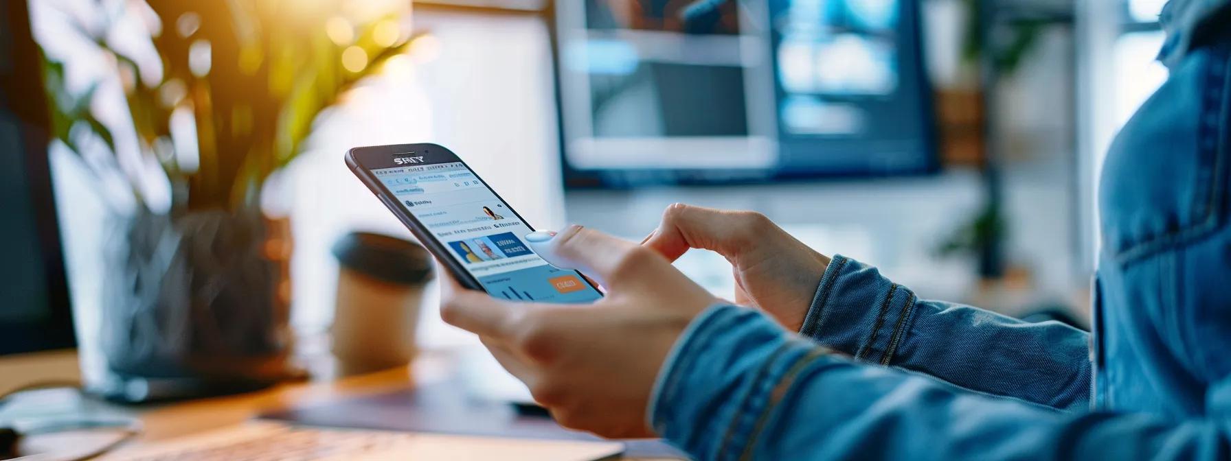 a sleek, modern office workspace features a high-tech mobile device displaying a fast-loading, visually engaging website, with clear accessibility features highlighted on the screen, emphasizing the critical link between mobile optimization and enhanced conversion rates.